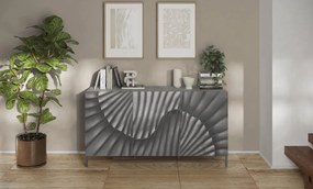 SNAKE háromajtós komód, betonhatású laminált testtel és szürke, díszített mintázatú előlapokkal