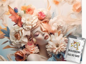 Fotótapéta Flizelina Absztrakt Nő Lány Virágok 3D 400x280 ragasztó