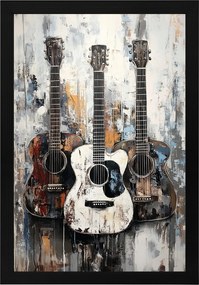 Poszter Keret Fa Művészet Zene Hangszer Gitár Textúra 40x60