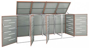 acéltároló négy gurítható szemeteskukához 276,5x77,5x112,5 cm