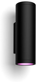 Philips Hue Appear kültéri fekete fali lámpa, lefelé és felfelé világít, White and Color Ambiance, 2x8W, 1200lm, RGBW 2000-6500K, IP44, 1746330P7