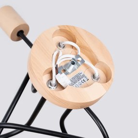 Sollux SL.1477 - Felületre szerelhető csillár EMBER 3xE27/15W/230V fekete/bézs/bükkfa