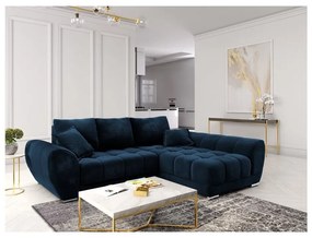 Nuage királykék kinyitható sarokkanapé bársony kárpittal, jobb oldali - Windsor &amp; Co Sofas