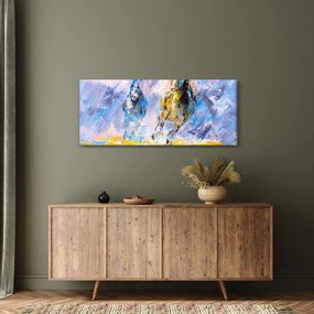 Futó lovak képe, olajfestmény (120x50 cm)
