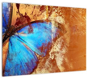 Kép - Kék pillangó (üvegen) (70x50 cm)