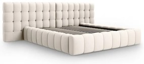 Krémszínű kárpitozott ágyneműtartós franciaágy ágyráccsal 160x200 cm Mamaia – Micadoni Home