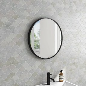 TMP IRON fürdőszobai tükör - FEKETE keret - kerek - 90 cm