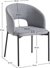 Étkezőszék, szürke/fekete, LONKA