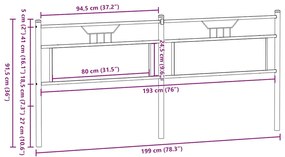 barna tölgy színű szerelt fa és acél fejtámla 193 cm
