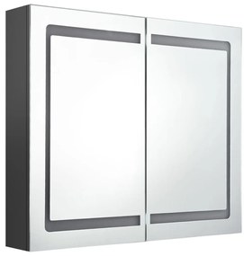 szürke LED-es tükrös fürdőszobaszekrény 80 x 12 x 68 cm