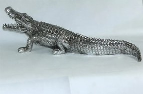 Krokodil figura Műanyag Ezüst 20,5x67x18,5cm