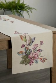 Virágmotívummal díszített gobelin asztali futó 45x140 cm +/-5%