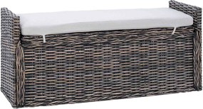 vidaXL Tárolópad párnával Fekete Mosás 110 x 40 x 50 cm Rattan