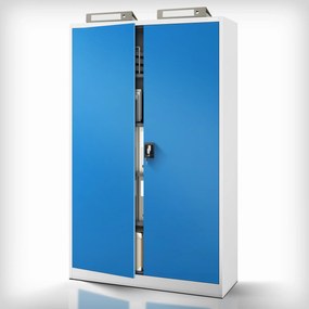 Fém iratszekrény JAN II, 1150 x 185 x 400 mm, szürke-kék