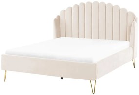 Franciaágy 140 cm Alise (bézs bársony) (ágyráccsal). 1077500