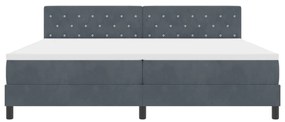 Boxspring Ágy Mattal és LED Világítással Sötét Szürke 200x200 cm Bársony