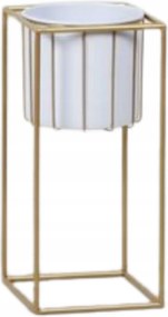 Virágtartó fedél Virágágyás Swen fém fehér arany 46 cm loft négyzet