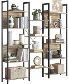 Könyvespolc, 14 polcos könyvespolc, 158 x 166 x 24 cm, türkizbarna és tintafekete