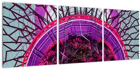 Absztrakt kép - lila ágak (órával) (90x30 cm)