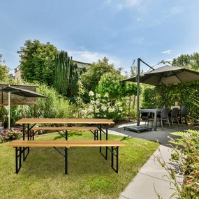 Jurhan MAXI összecsukható sörpad készlet, 220cm, természetes barna