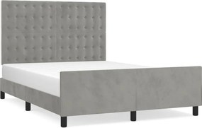 vidaXL világosszürke bársony ágykeret matrac nélkül 140 x 190 cm