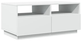 fehér dohányzóasztal LED-lámpákkal 90x49x40 cm