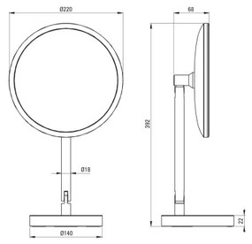 Deante ADI_Z812-LED SILIA fürdőszobai tölthető kozmetikai tükör LED/5V 5000mAh 2700-6500K IP44