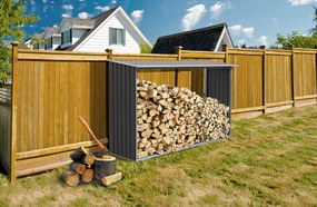 Tüzifa tároló 2,3m3, 242 x 75 cm, szürke, Penta G21