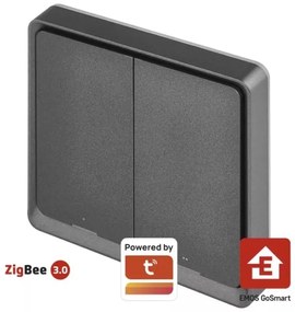 Kapcsoló 2 gombos GoSmart 1xCR2430 Tuya fekete