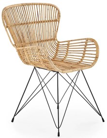 Manfred étkezőszék, rattan / fekete