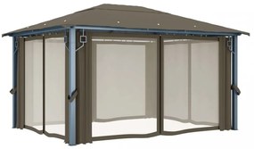 tópszínű alumíniumpavilon függönnyel/LED fényfüzérrel 4 x 3 m