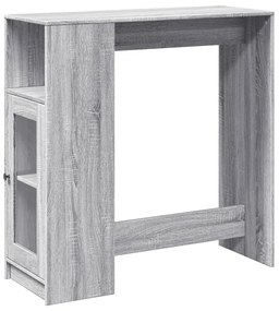 szürke sonoma szerelt fa bárasztal tárolókkal 101x40x103,5 cm