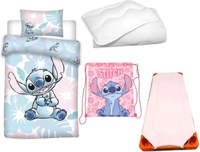 Disney Lilo és Stitch, A csillagkutya Pastel Pink Paradise gyerek, ovis ágyneműhuzat, derékalj, tornazsák és paplan/párna szett 100x135 cm 40x60 cm