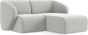 Világosszürke bársony sarokkanapé (jobb oldali-heverő résszel) Lani – Makamii