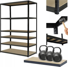 Fém könyvespolc Premium Black állvány Helios 213x90x40cm 6Px350kg 300TYS War