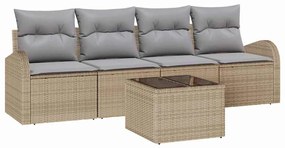 vidaXL Kerti Kanapé Szett Bézs 55 x 55 x 37 cm polirattan