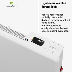 ThermaTouch konvektor, 2 000 W, elegáns kialakítás, érintéses vezérlés, 20 m²-ig