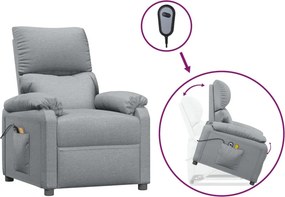 vidaXL világosszürke szövet felállást segítő masszázsfotel