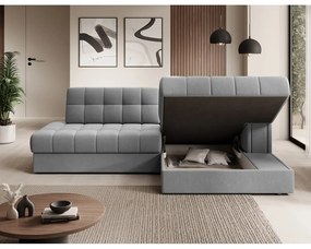 Szürke bársony kinyitható sarokkanapé (jobb oldali-heverő résszel) Blezalt – ELTAP