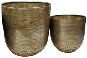 Fém arany 2db-os virágtartó kaspó szett 28x28x28 / 40x40x40cm