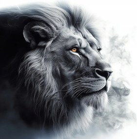 Canvas Vászonkép A Dzsungel Királya Oroszlán Fekete-fehér Portré 80x80