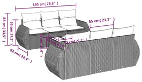 7 részes világosszürke polyrattan kerti ülőgarnitúra párnákkal