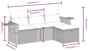 4 részes fekete polyrattan kerti ülőgarnitúra párnákkal