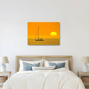Kép - Csónak a tenger közepén (üvegen) (70x50 cm)