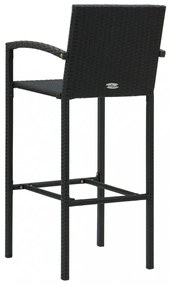 5 részes fekete polyrattan kültéri bárszett kartámasszal