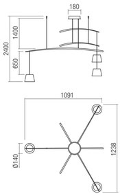 Redo 01-1524 - LED Csillár zsinóron LOLLI 3xLED/6W/230V fehér
