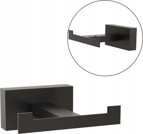 Törölközőtartó Fürdőköpeny Akasztó Oste Dupla Fekete Fém