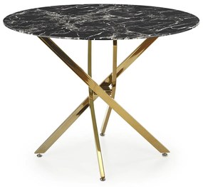 Asztal Houston 1538Fekete márvány, Aranysárga, 73cm, Üveg, Fém