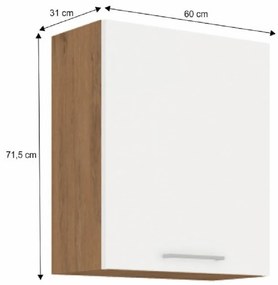 Felső konyhaszekrény 60 G-72 1F Velaga (fényes fehér + lancelot tölgy). 1015517