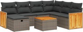 vidaXL 8 részes szürke polyrattan kerti ülőgarnitúra párnákkal